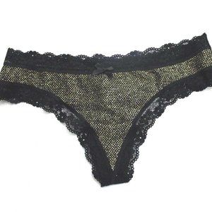 Victoria's Secret Glitter Shimmer Shine Lace Trim Thong Panty Size M